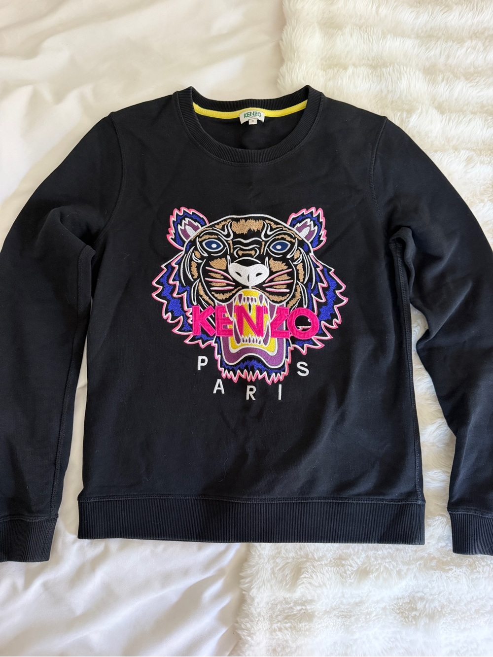 Kenzo Women’s Black Tiger Logo Sweatshirt Pink Colorful